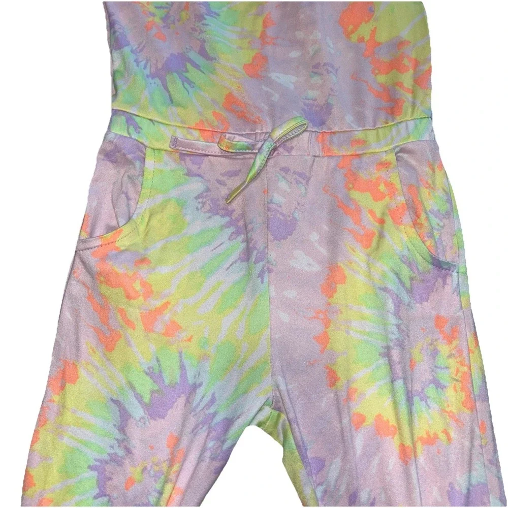 FreeStyle Revolution Pastel Tie-Dye Jumpsuit Pockets Girls 4T One Piece Outfit - Picture 5 of 7